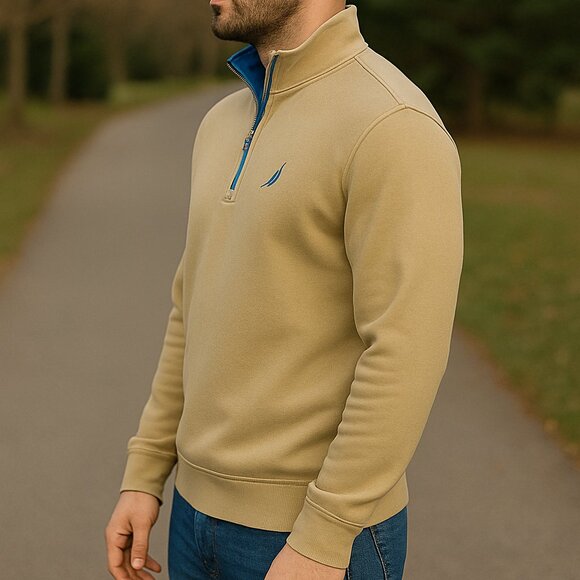 Nautica Navtech Quarter-Zip Cotton Knit Sweater  size: M - Picture 5 of 8